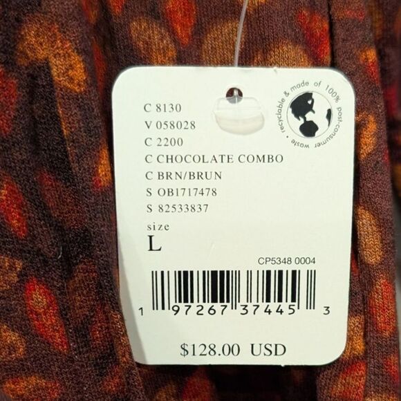 Free People Shayla Wrap Midi Dress Brown Chocolate Combo Women's L NWT - Picture 10 of 11